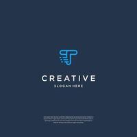 Abstract Combination of Letter T and Technology Symbol Logo Design Inspiration vector