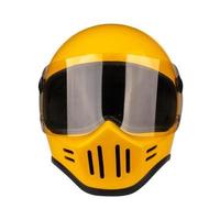 casco de motocicleta amarillo aislado sobre fondo blanco
