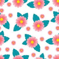Pink gerberas seamless pattern, Vector pattern with pink flowers and leaves. Print for fabric and textiles