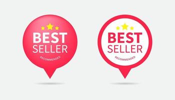 Set of best seller text with smile like shape on red circle icon, Creative typography for business, promotion and advertising