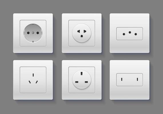 Realistic Detailed 3d Socket Set. Vector