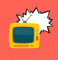 Retro Tv Concept Banner Flat Design Style. Vector