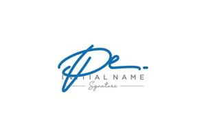 Initial PE signature logo template vector. Hand drawn Calligraphy lettering Vector illustration.