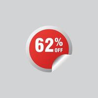 62 discount, Sales Vector badges for Labels, , Stickers, Banners, Tags, Web Stickers, New offer. Discount origami sign banner.