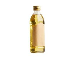 Olive oil glass bottle isolated on white background with clipping path, organic healthy food for cooking. photo