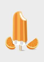 icono de helado congelado ilustración vectorial con dos rodajas de naranja. vector