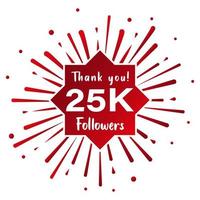 Thank you 25.000 followers. Social media concept. 25k followers celebration template. Vector design