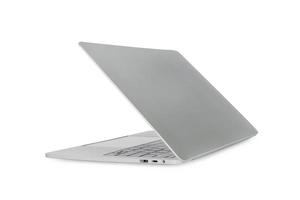 Rear view of Laptop in angled position. mockup isolated on white background, mockup template, with clipping path. photo