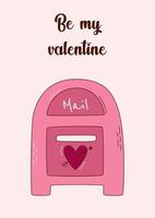 Valentine's Day greeting card with a mailbox for love letters. Vector illustration