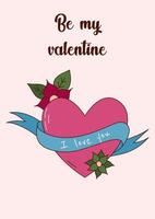 Valentine's Day greeting card with heart. Vector illustration