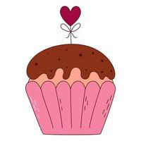 Hand drawn cupcake for Valentine day. Design elements for posters, greeting cards, banners and invitations. vector