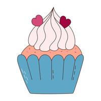 cupcake dibujado a mano para el día de san valentín. elementos de diseño para carteles, tarjetas de felicitación, pancartas e invitaciones. vector