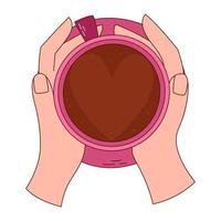 Hand drawn cup of coffee for Valentine day. Design elements for posters, greeting cards, banners and invitations. vector