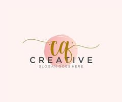 initial CQ Feminine logo beauty monogram and elegant logo design, handwriting logo of initial signature, wedding, fashion, floral and botanical with creative template. vector