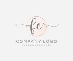 logotipo femenino inicial fe. utilizable para logotipos de naturaleza, salón, spa, cosmética y belleza. elemento de plantilla de diseño de logotipo de vector plano.