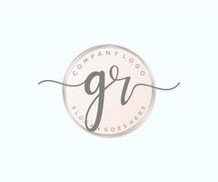 Initial GR feminine logo. Usable for Nature, Salon, Spa, Cosmetic and Beauty Logos. Flat Vector Logo Design Template Element.