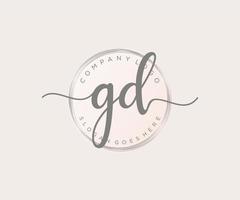 Initial GD feminine logo. Usable for Nature, Salon, Spa, Cosmetic and Beauty Logos. Flat Vector Logo Design Template Element.