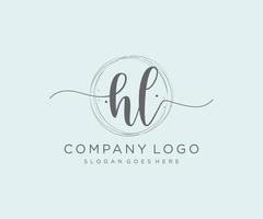 logotipo femenino inicial hl. utilizable para logotipos de naturaleza, salón, spa, cosmética y belleza. elemento de plantilla de diseño de logotipo de vector plano.