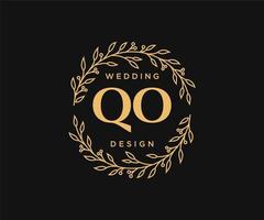 QO Initials letter Wedding monogram logos collection, hand drawn modern minimalistic and floral templates for Invitation cards, Save the Date, elegant identity for restaurant, boutique, cafe in vector