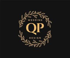 QP Initials letter Wedding monogram logos collection, hand drawn modern minimalistic and floral templates for Invitation cards, Save the Date, elegant identity for restaurant, boutique, cafe in vector