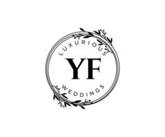 YF letter Wedding monogram logos template, hand drawn modern minimalistic and floral templates for Invitation cards, Save the Date, elegant identity. vector