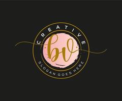 initial BV Feminine logo beauty monogram and elegant logo design, handwriting logo of initial signature, wedding, fashion, floral and botanical with creative template. vector