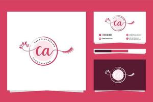 Initial CA Feminine logo collections and business card templat Premium Vector