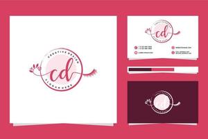 Initial CD Feminine logo collections and business card templat Premium Vector