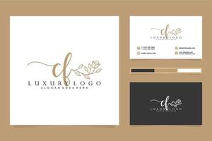 Initial CF Feminine logo collections and business card templat Premium Vector