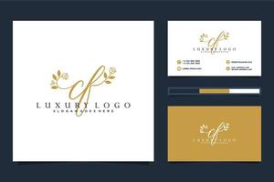 Initial CF Feminine logo collections and business card templat Premium Vector