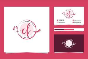 Initial CF Feminine logo collections and business card templat Premium Vector