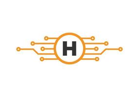 logotipo de la tecnología de la letra h. diseño de logotipo de red vector