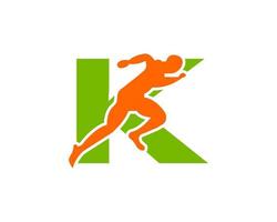Sport Running Man Letter K Logo. Running Man Logo Template For Marathon Logotype vector
