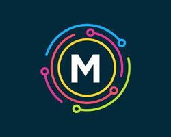 Letter M Technology Logo. Network Logo Design vector