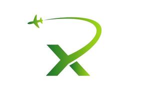 Letter X Travel Logo Design Concept With Flying Airplane Symbol vector