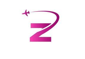 Letter Z Travel Logo Design Concept With Flying Airplane Symbol vector