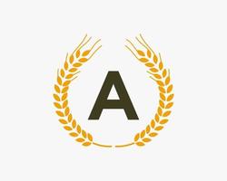 Letter A Agriculture Logo Design With Wheat Symbol vector