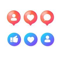 Realistic Detailed 3d Color Different Social Sign Icon Set. Vector