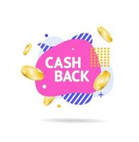 Cash Back Concept with Abstract Memphis Style Elements. Vector