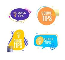 Quick Tips Concept with Abstract Memphis Style Elements Set. Vector