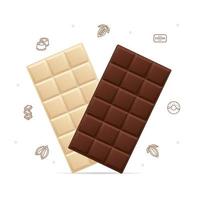 Realistic Detailed 3d Milk and White Chocolate Set. Vector