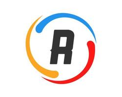 diseño de logotipo de tecnología de letra r vector