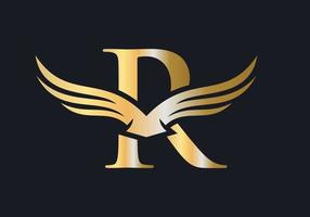 Letter R Wing Logo Design Vector Template