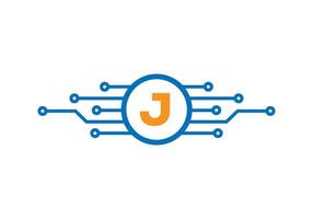 Letter J Technology Logo. Network Logo Design vector