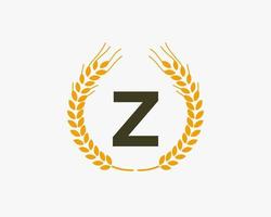 Letter Z Agriculture Logo Design With Wheat Symbol vector