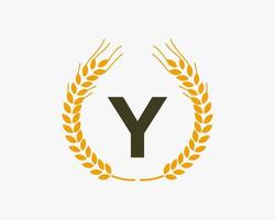 Letter Y Agriculture Logo Design With Wheat Symbol vector