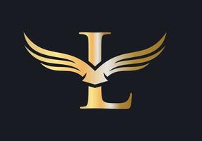 Letter L Wing Logo Design Vector Template