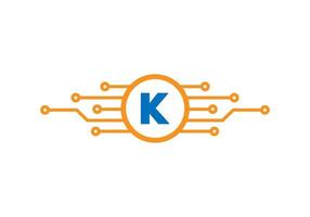 Letter K Technology Logo. Network Logo Design vector