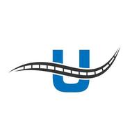 Transport logo with U letter concept vector