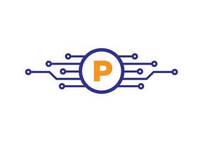 Letter P Technology Logo. Network Logo Design vector